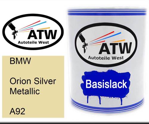 BMW, Orion Silver Metallic, A92: 1L Lackdose, von ATW Autoteile West.